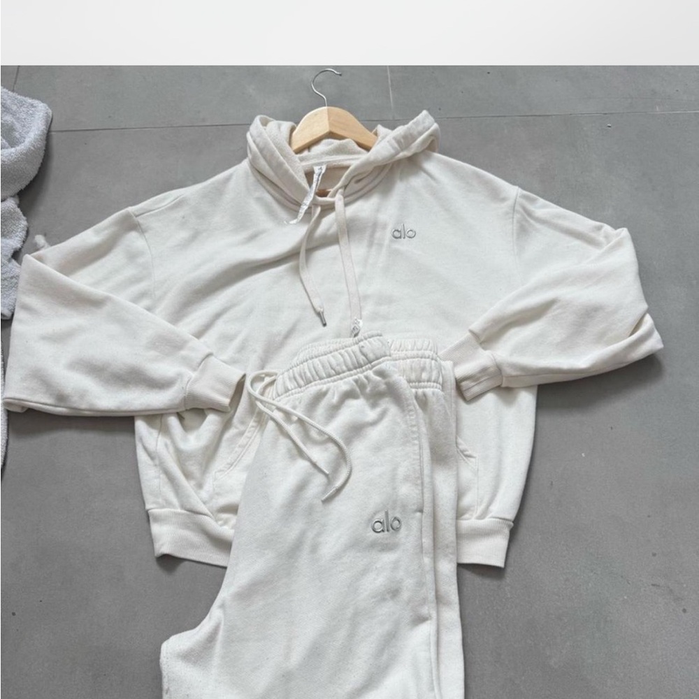 Alo White Hoodie and Sweatpants Set
